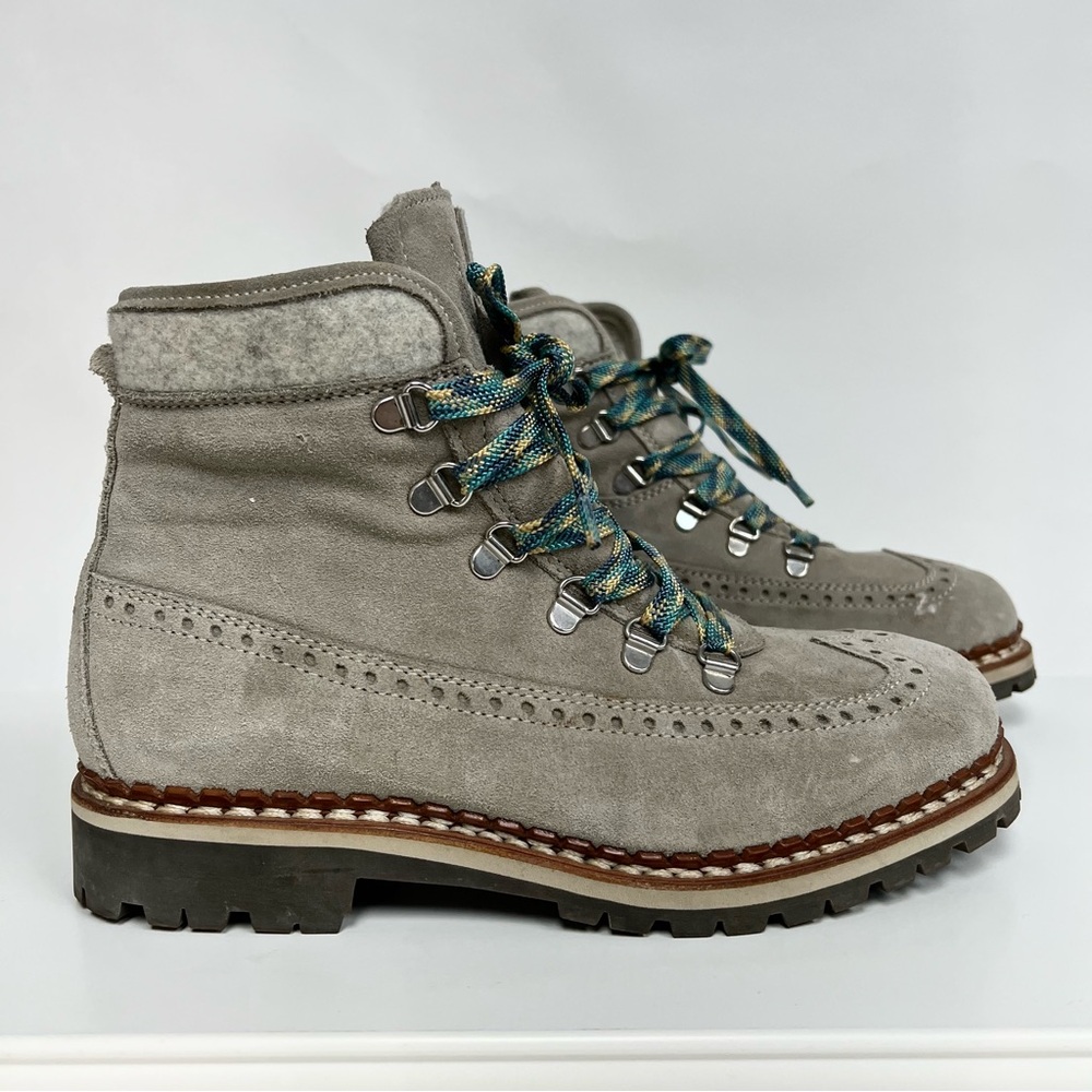 Tabitha Simmons Bexley Hiking Boots Combat Moto Gray Suede Chunky EU 40 $795